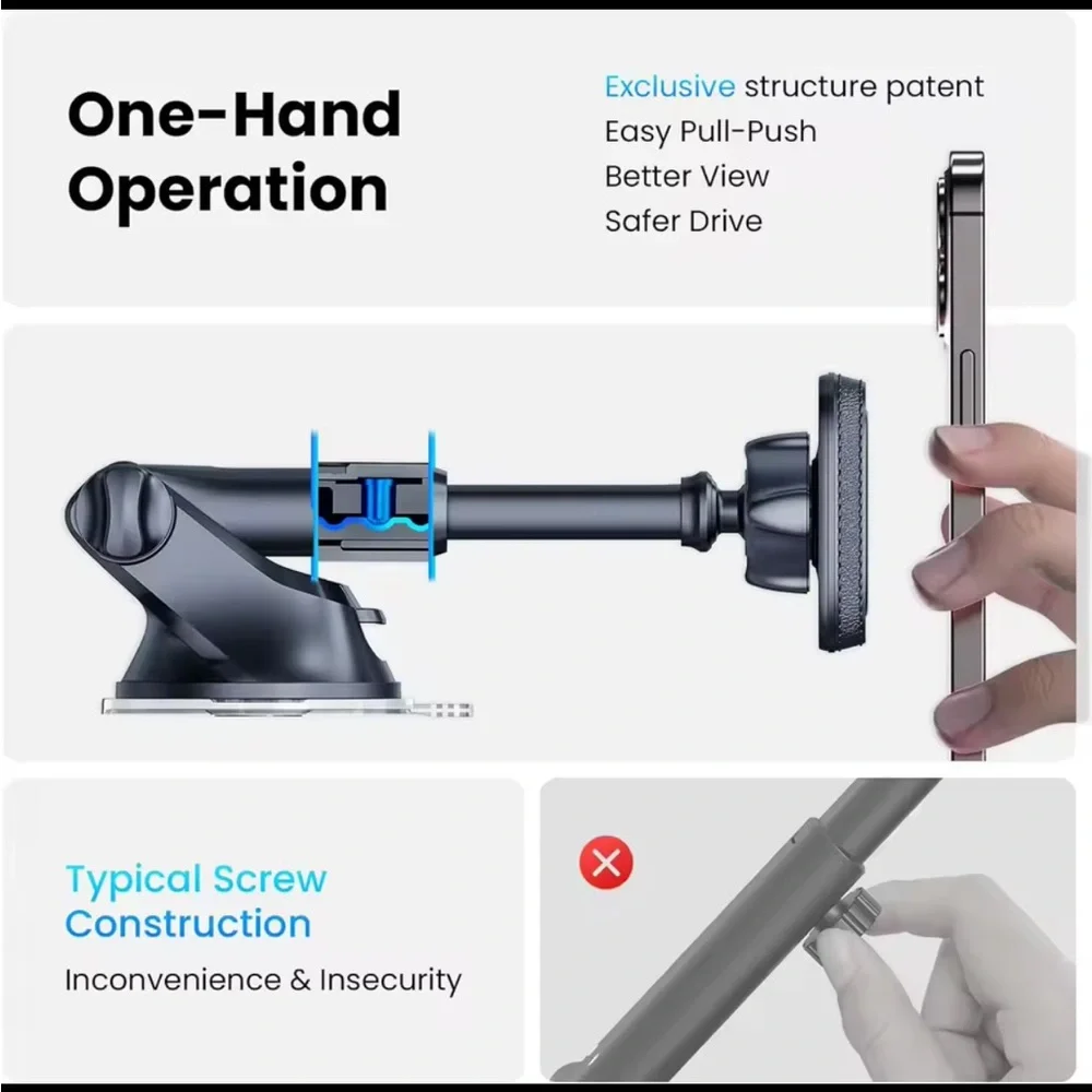 Magnetic Suction Cup Phone Mount Plus for Car (Black) — Apps2Car - Picture 8 of 16